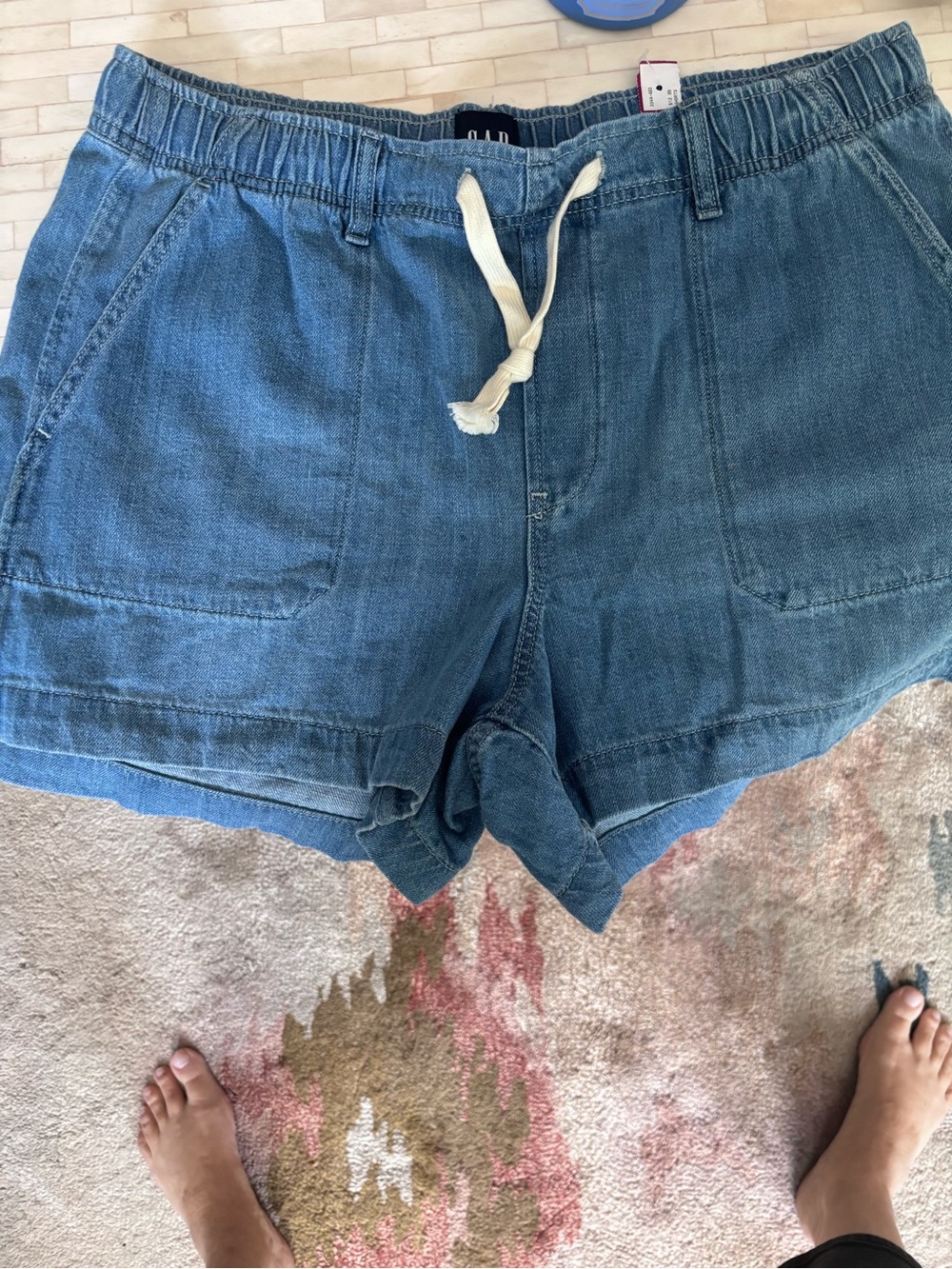 GAP Denim Drawstring Jean Shorts in Blue